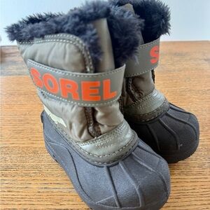 Sorel Kids' Boots in Brown and Black with Orange Accents